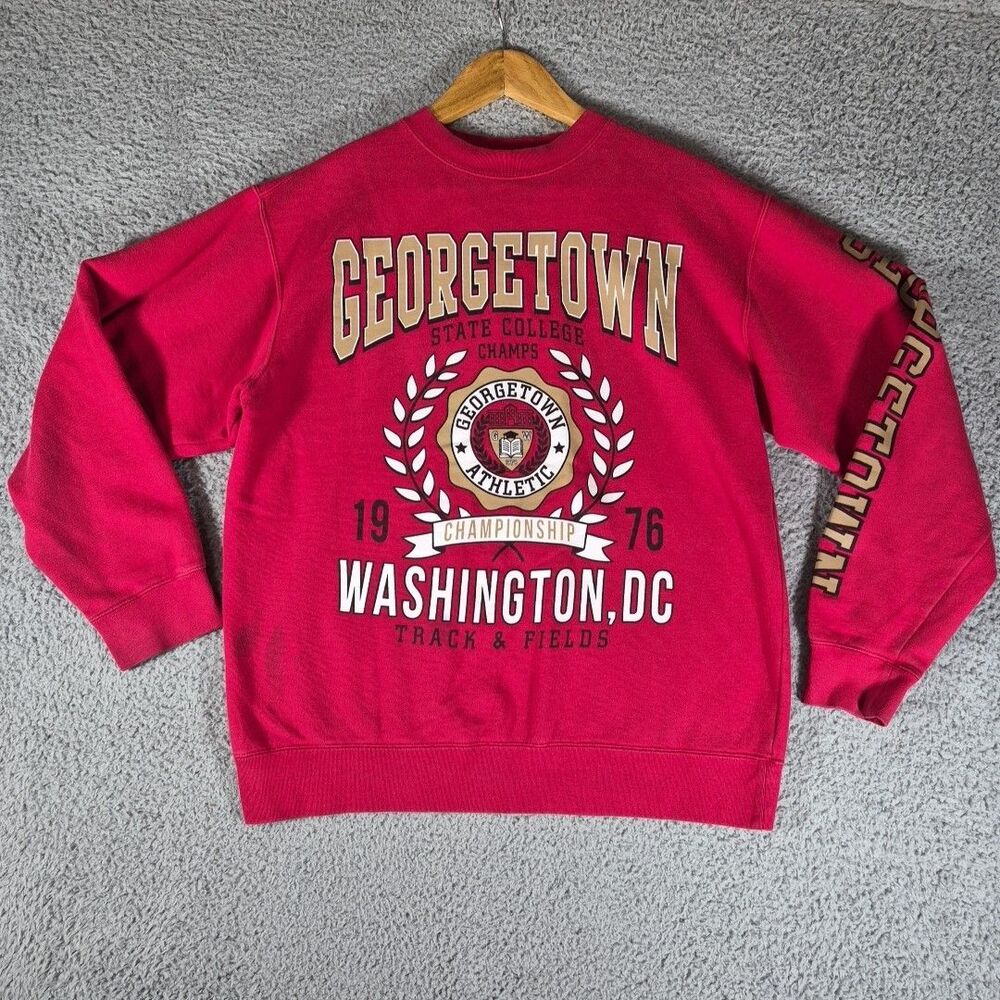 GEORGETOWN Pullover Sweatshirt Mens Size Small Red Track & Field Athletic**